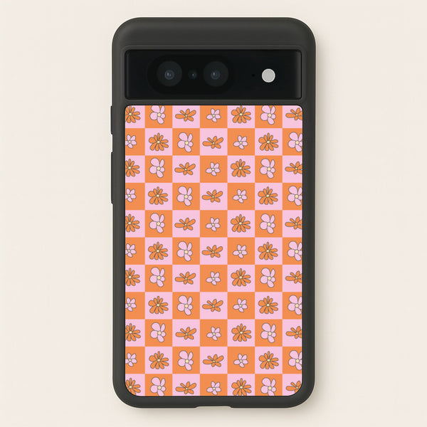 Orange And Pink Checked - Floral Patterns - Floral Patterns Phone Case for Google Pixel 8