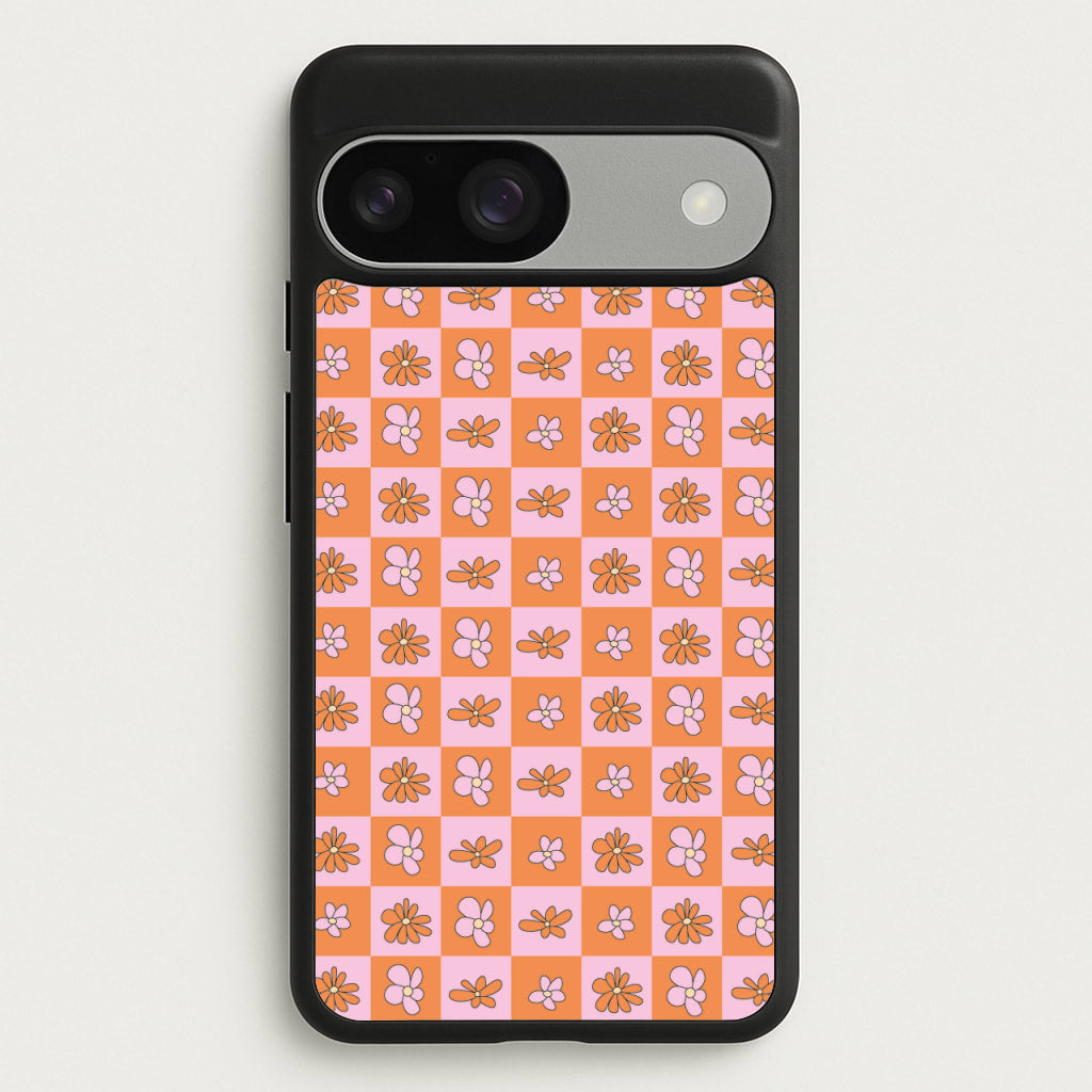 Orange And Pink Checked - Floral Patterns - Floral Patterns Phone Case for Google Pixel 9 / 9 Pro