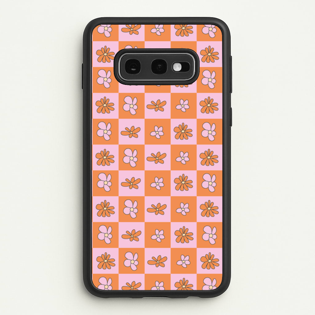 Orange And Pink Checked - Floral Patterns - Floral Patterns Phone Case for Galaxy S10e