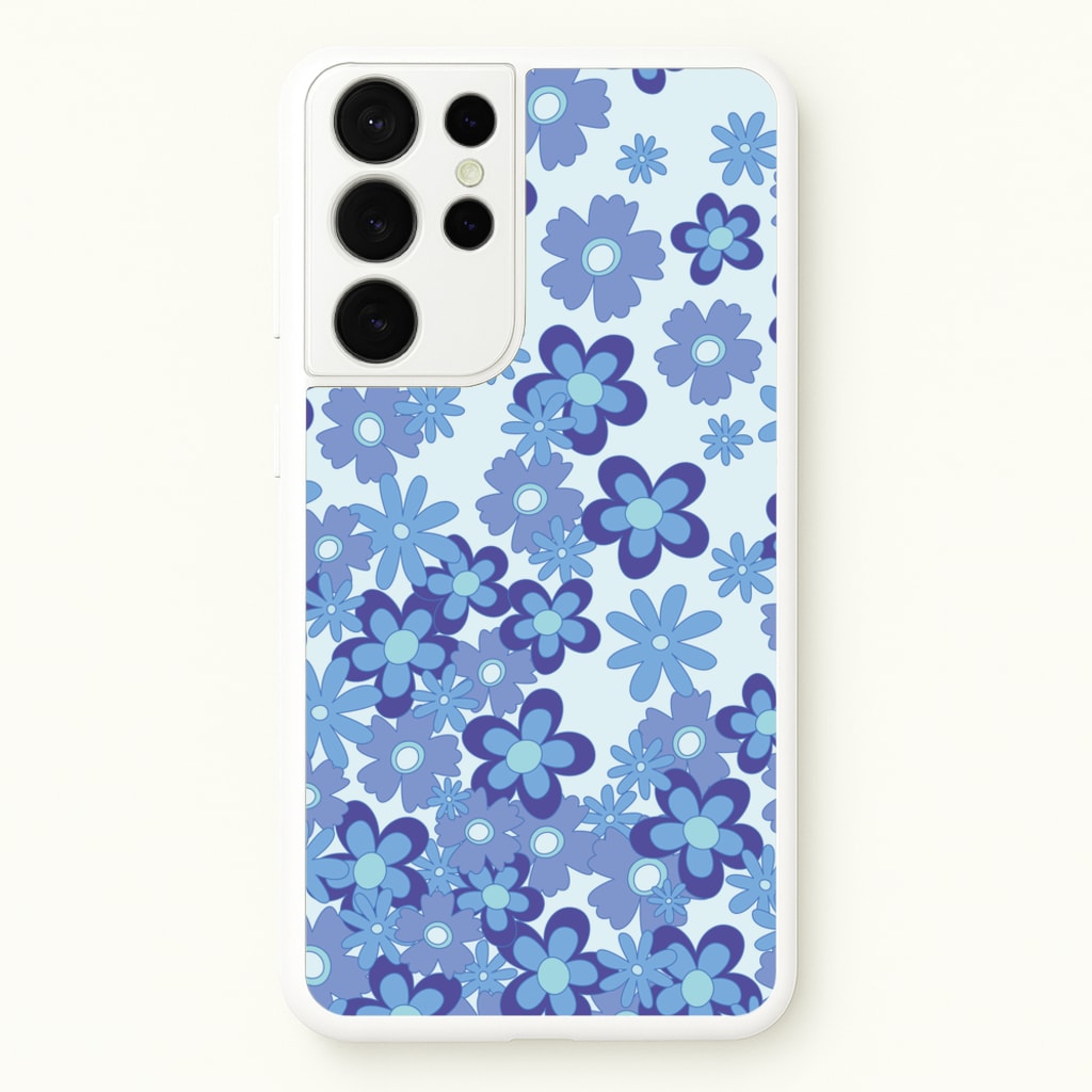 Blue Flowers - Floral Patterns - Floral Patterns Phone Case for Galaxy S21 Ultra