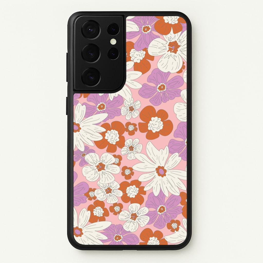 Retro Flowers - Floral Patterns - Floral Patterns Phone Case for Galaxy S21 Ultra