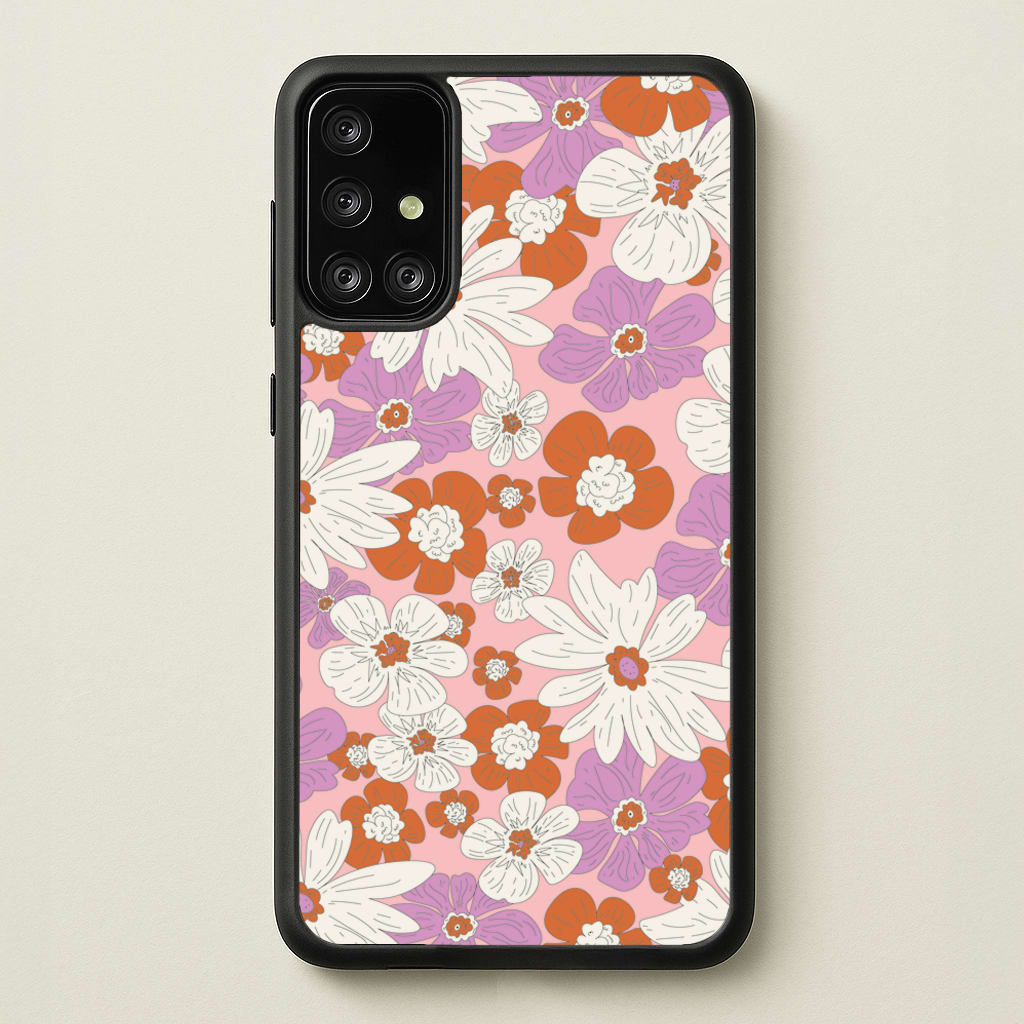Retro Flowers - Floral Patterns - Floral Patterns Phone Case for Galaxy A71