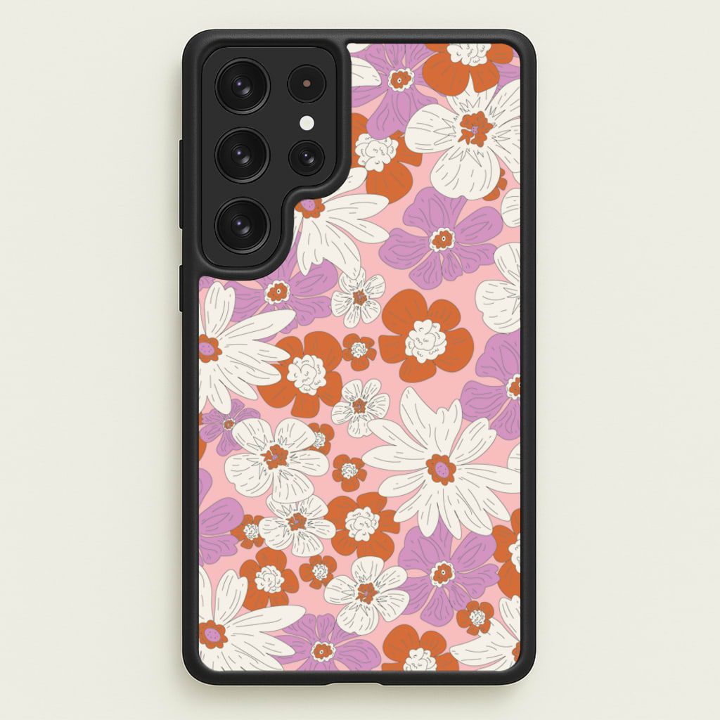 Retro Flowers - Floral Patterns - Floral Patterns Phone Case for Galaxy S23 Ultra