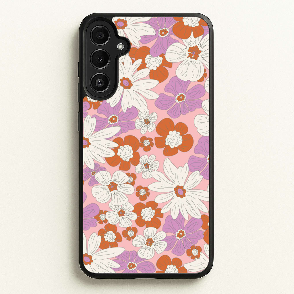 Retro Flowers - Floral Patterns - Floral Patterns Phone Case for Galaxy A34