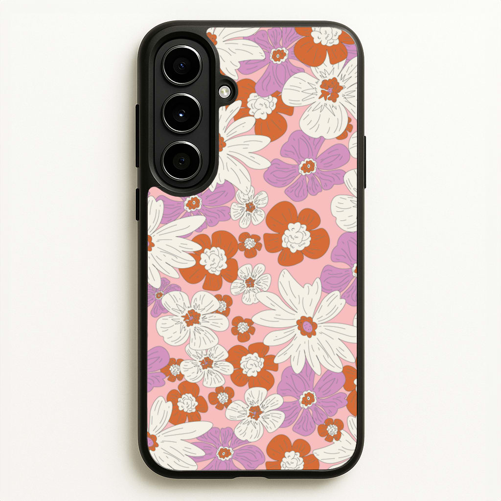 Retro Flowers - Floral Patterns - Floral Patterns Phone Case for Galaxy A56