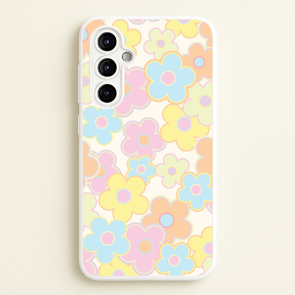 Pastel Abstract Flowers Pattern - Floral Phone Case for Galaxy A54