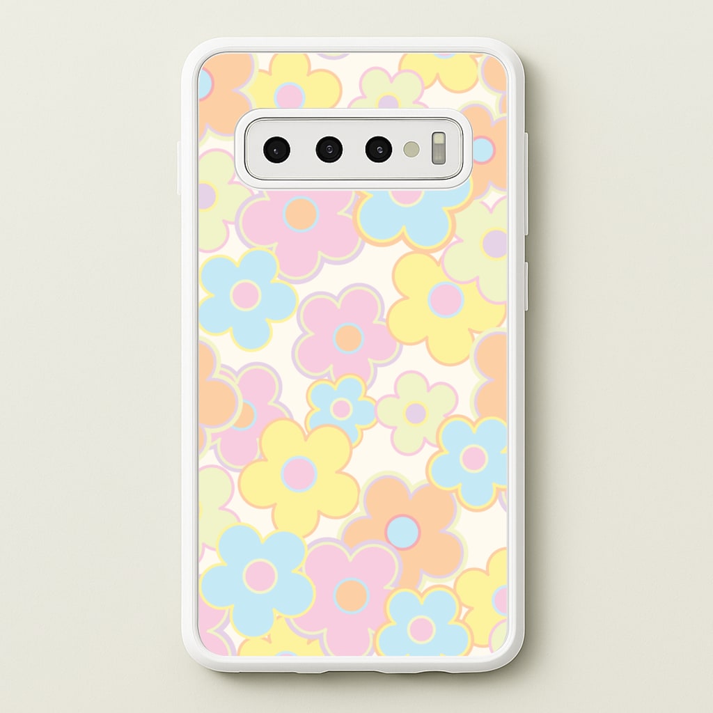 Pastel Abstract Flowers Pattern - Floral Phone Case for Galaxy S10