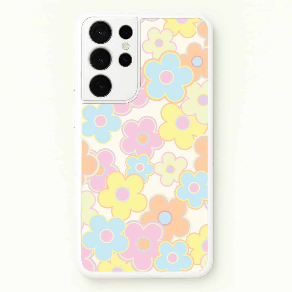 Pastel Abstract Flowers Pattern - Floral Phone Case for Galaxy S21 Ultra
