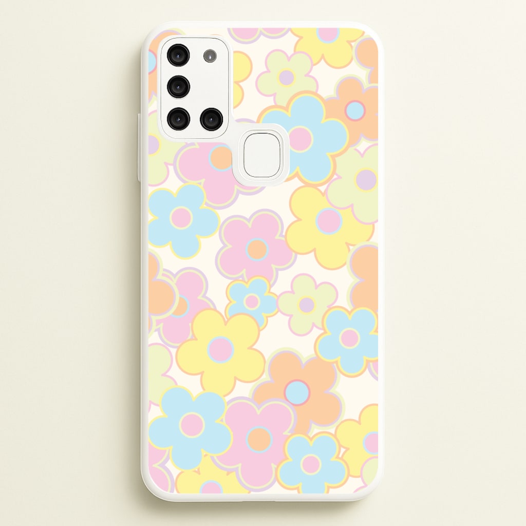 Pastel Abstract Flowers Pattern - Floral Phone Case for Galaxy A21s