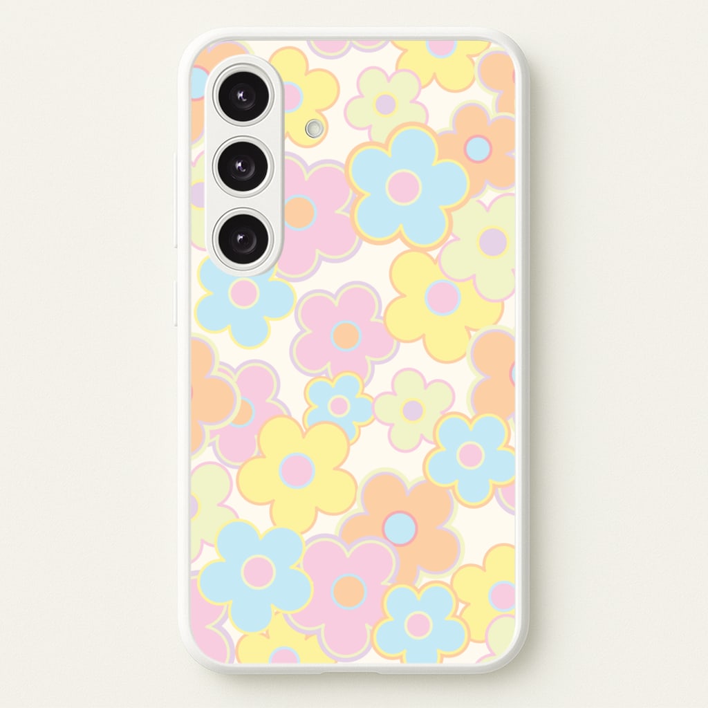 Pastel Abstract Flowers Pattern - Floral Phone Case for Galaxy S24