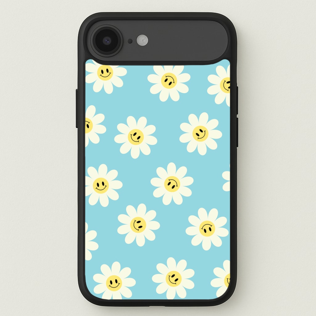 Pastel Blue Smiley Daisies Pattern Phone Case for iPhone 17 Air