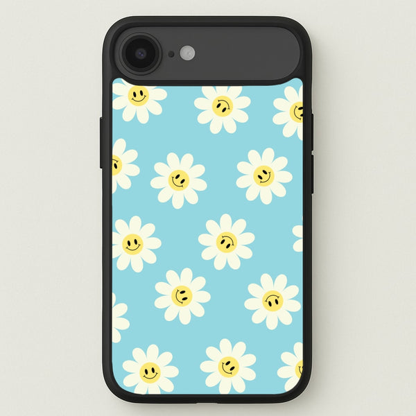 Pastel Blue Smiley Daisies Pattern Phone Case for iPhone 17 Air