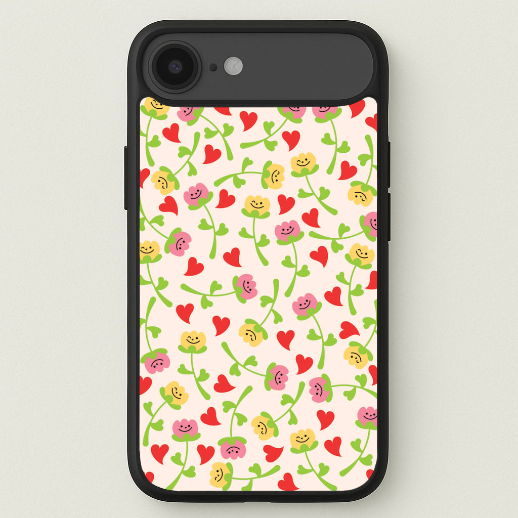 Smiley Tulips And Hearts Pattern Phone Case for iPhone 17 Air