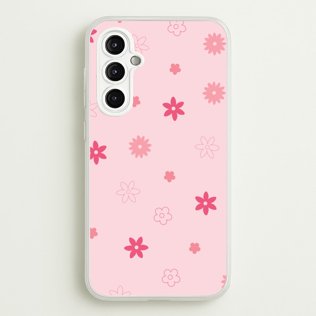 Flower Types Pattern Pink - Floral Phone Case for Galaxy A14