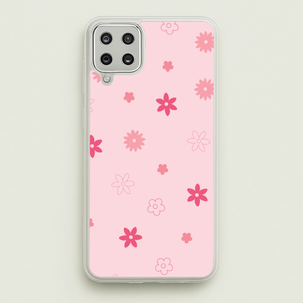 Flower Types Pattern Pink - Floral Phone Case for Galaxy A12