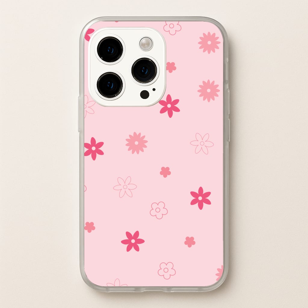 Flower Types Pattern Pink - Floral Phone Case for iPhone 15 Pro Max