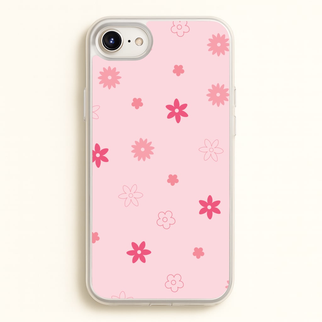 Flower Types Pattern Pink - Floral Phone Case for iPhone 6 Plus / 7 Plus / 8 Plus