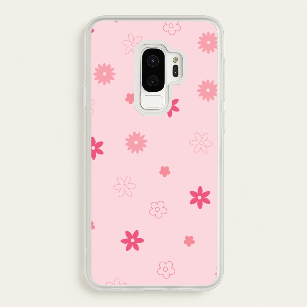 Flower Types Pattern Pink - Floral Phone Case for Galaxy S9 Plus