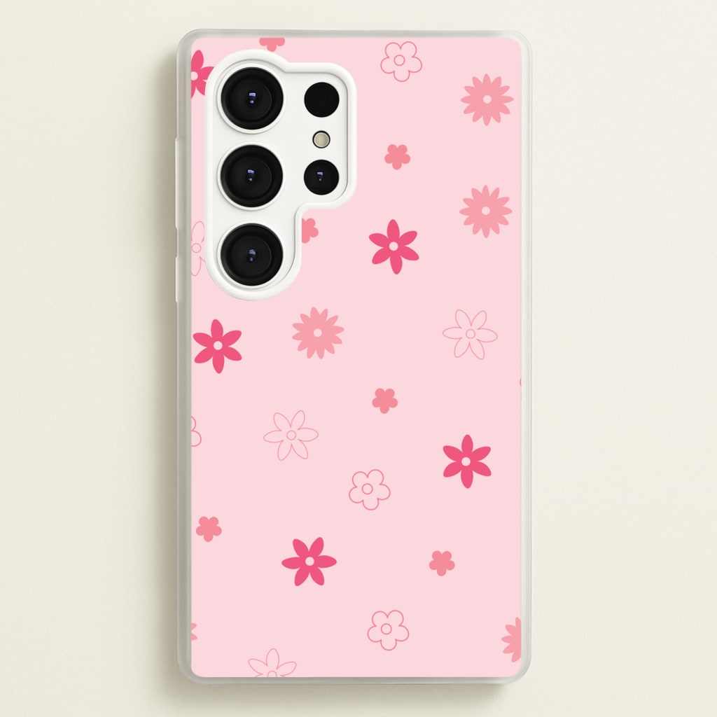 Flower Types Pattern Pink - Floral Phone Case for Galaxy S25 Ultra