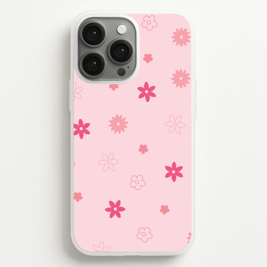 Flower Types Pattern Pink - Floral Phone Case for iPhone 13 Pro Max