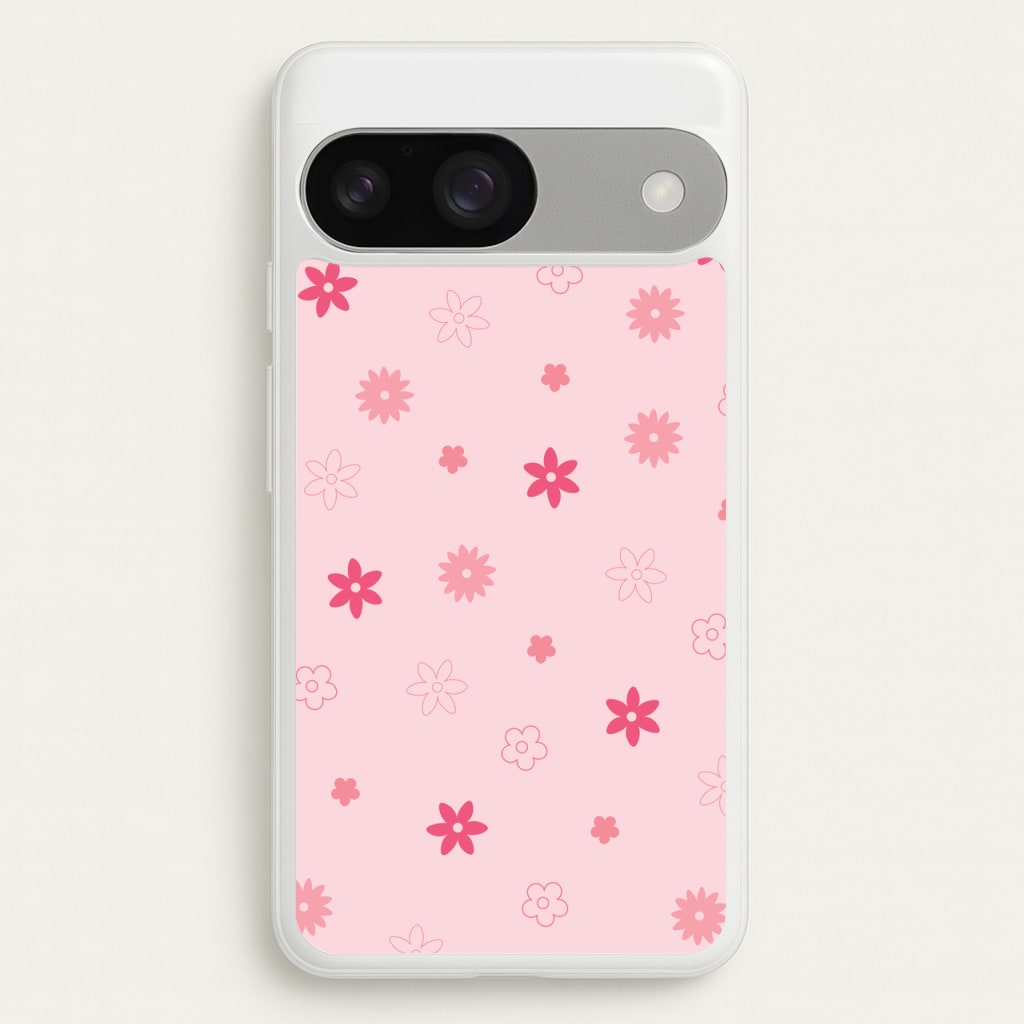 Flower Types Pattern Pink - Floral Phone Case for Google Pixel 9 / 9 Pro
