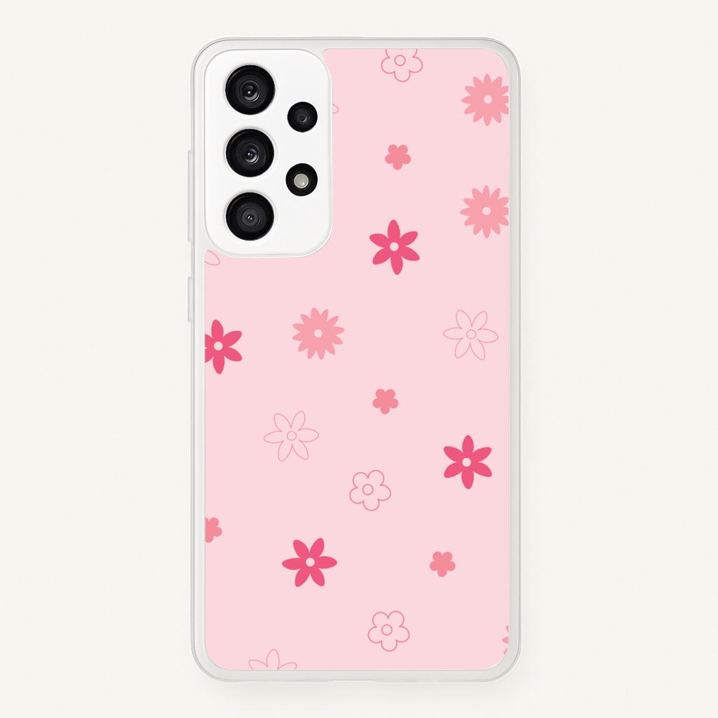 Flower Types Pattern Pink - Floral Phone Case for Galaxy A53