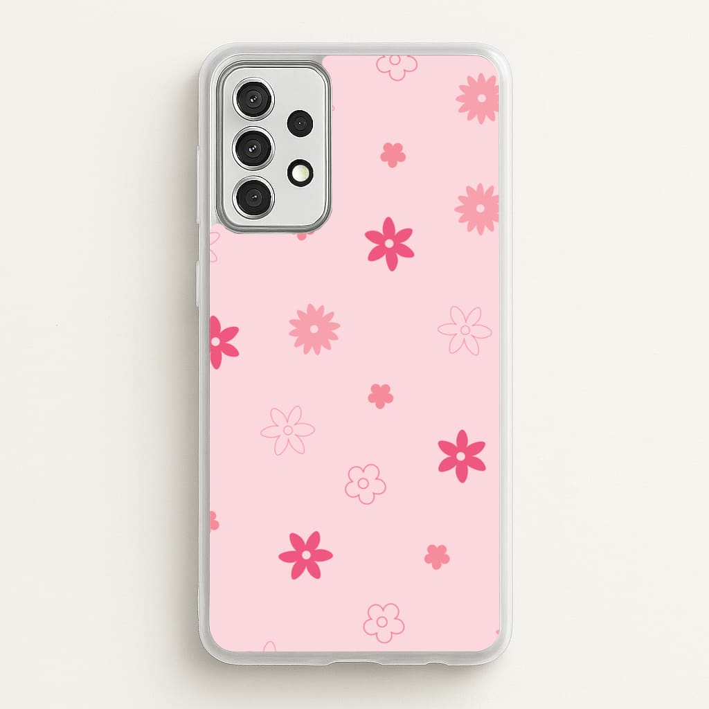 Flower Types Pattern Pink - Floral Phone Case for Galaxy A52 / A52s