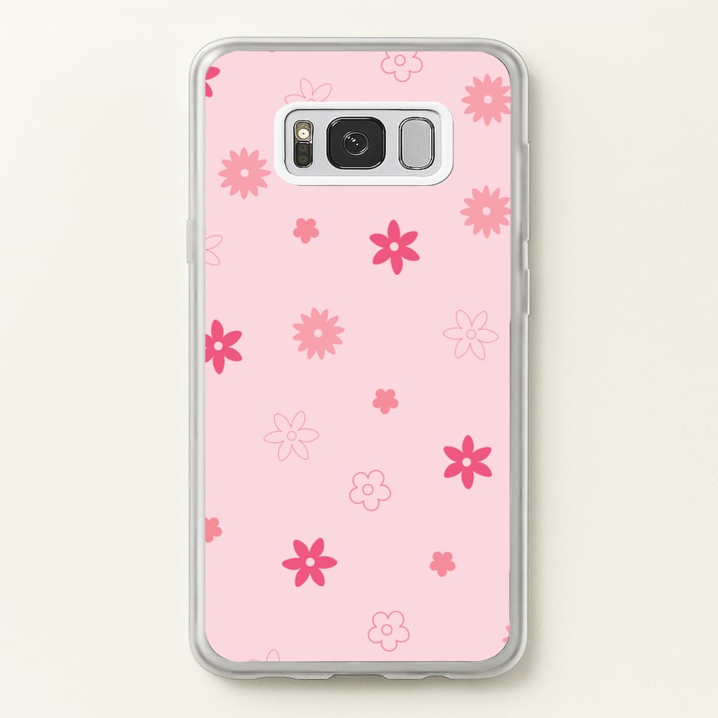 Flower Types Pattern Pink - Floral Phone Case for Galaxy S8 Plus