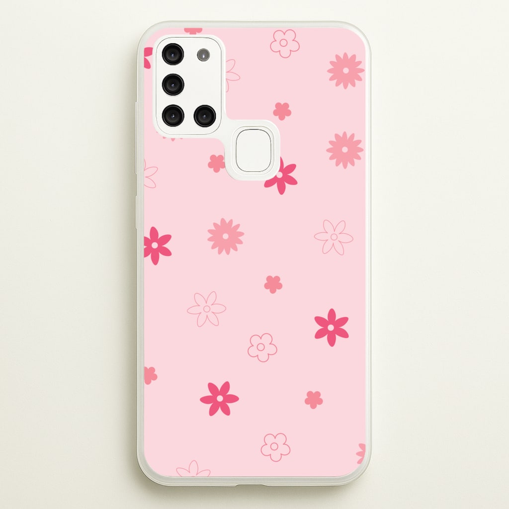 Flower Types Pattern Pink - Floral Phone Case for Galaxy A21s