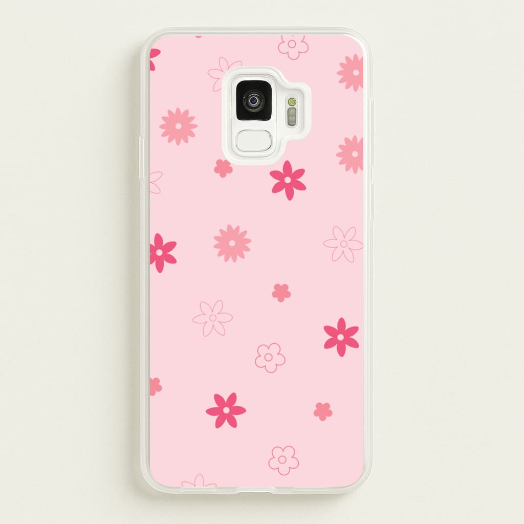 Flower Types Pattern Pink - Floral Phone Case for Galaxy S9