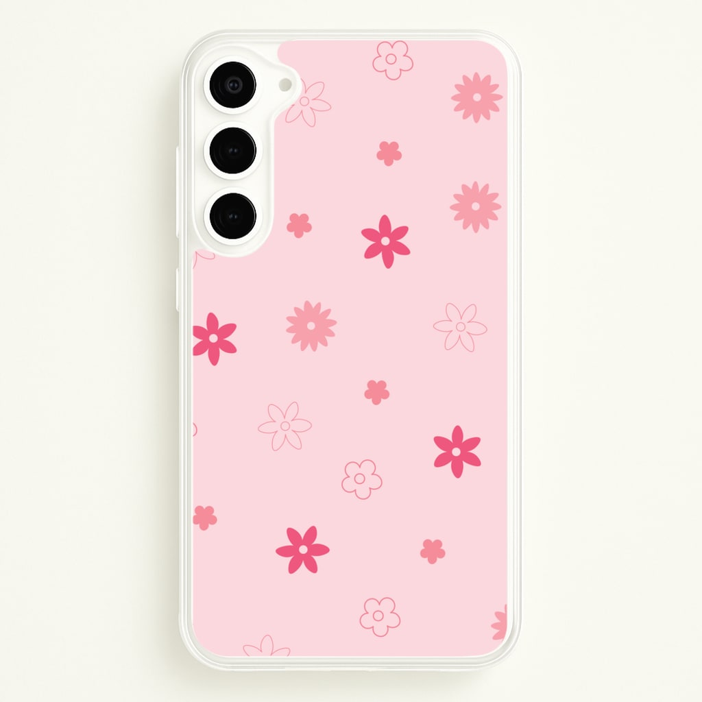 Flower Types Pattern Pink - Floral Phone Case for Galaxy S23 Plus