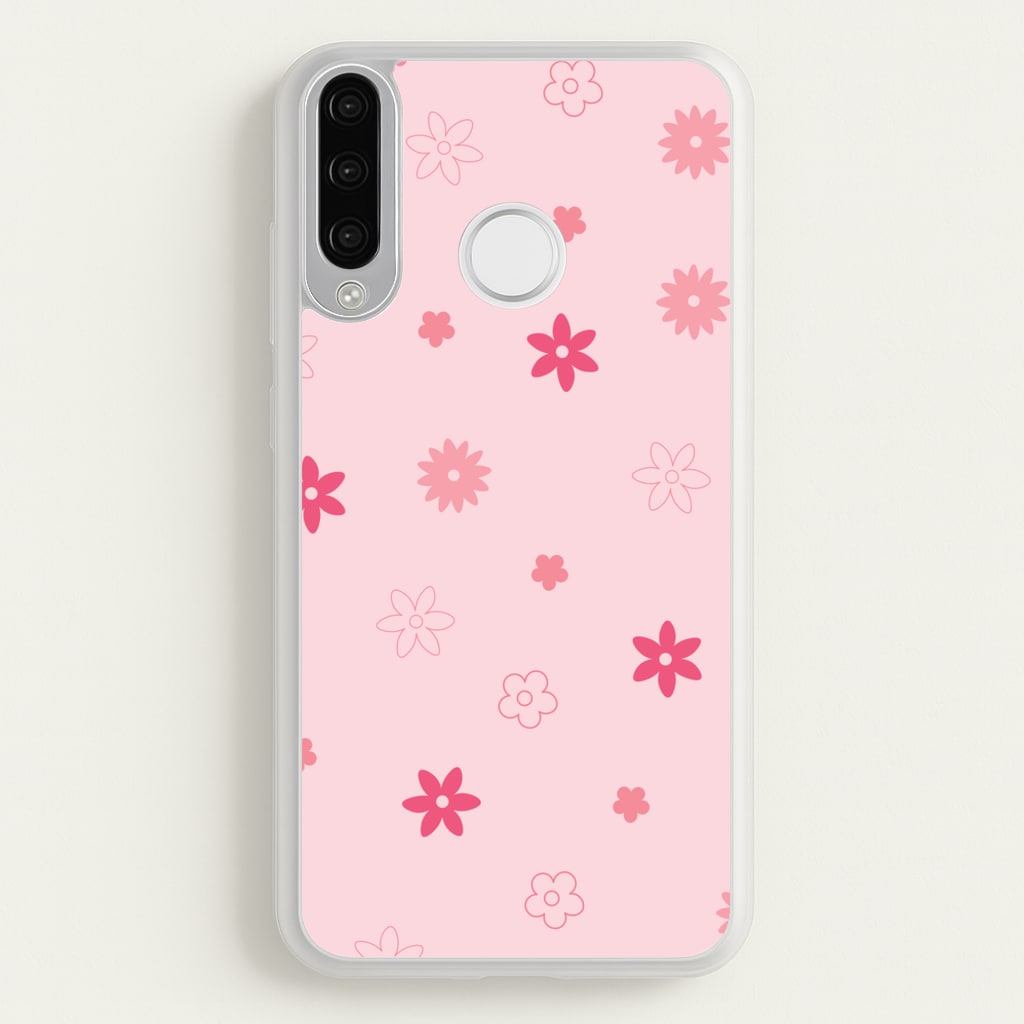 Flower Types Pattern Pink - Floral Phone Case for Huawei P30 Lite
