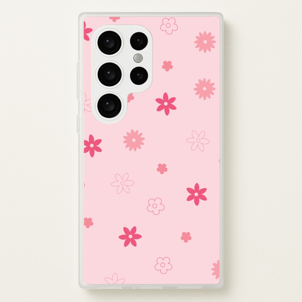 Flower Types Pattern Pink - Floral Phone Case for Galaxy S24 Ultra