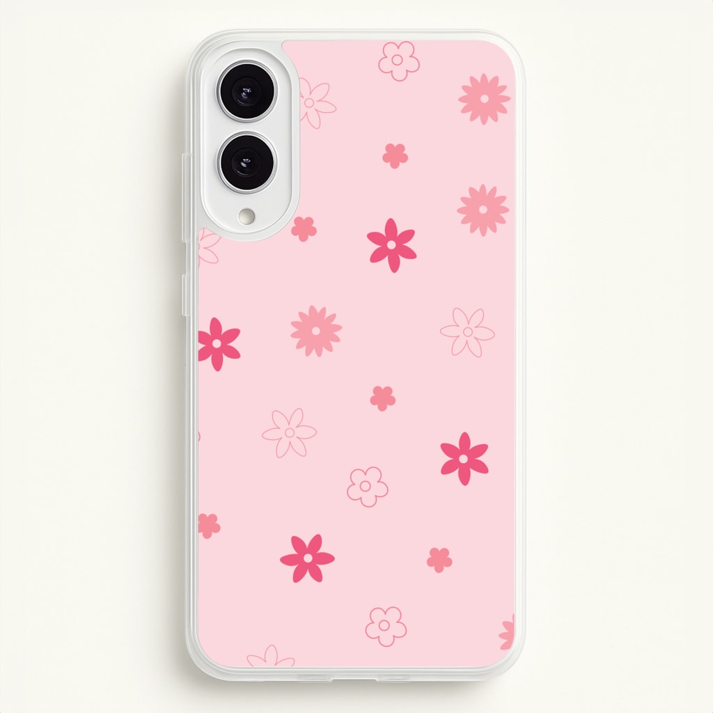 Flower Types Pattern Pink - Floral Phone Case for Galaxy S25 Edge
