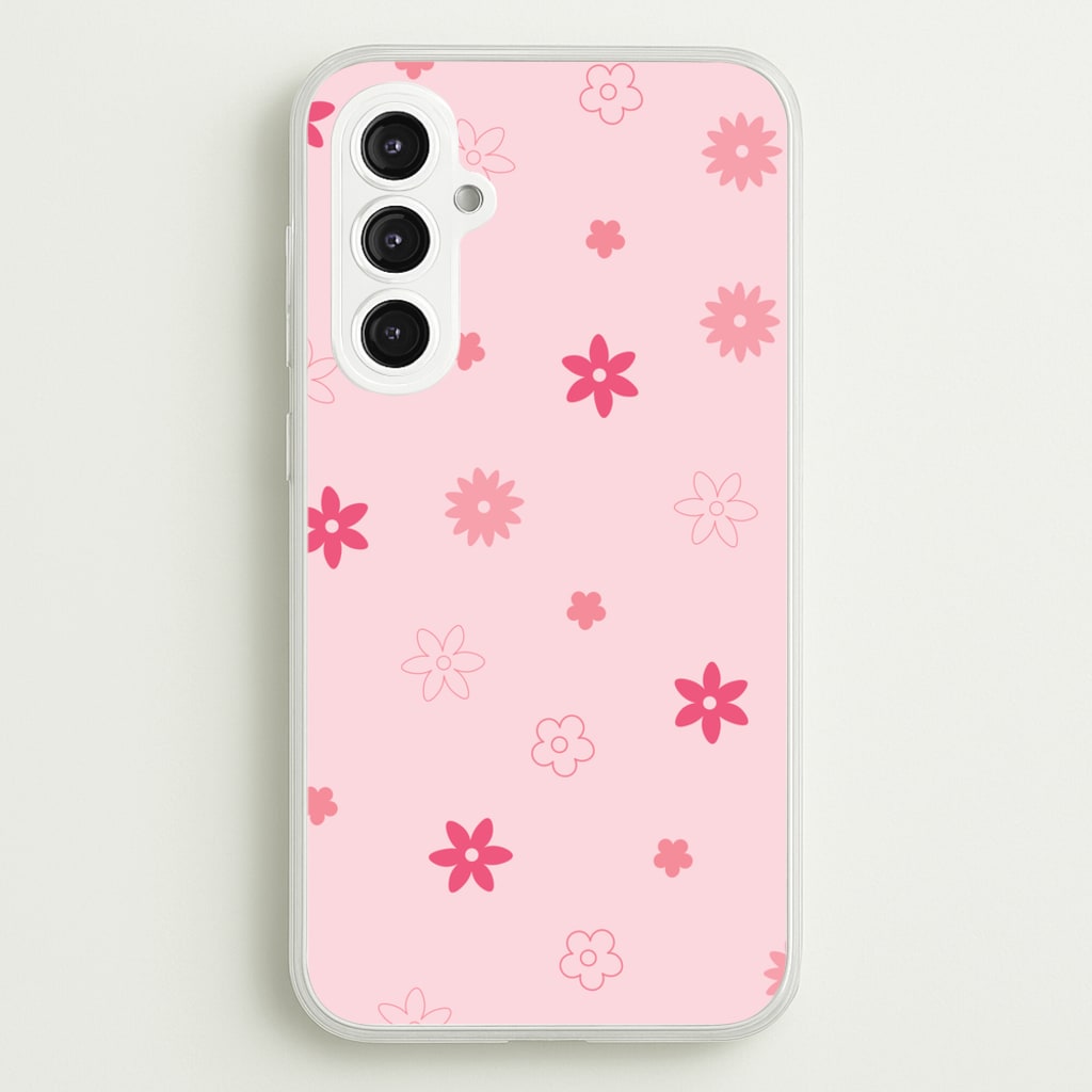 Flower Types Pattern Pink - Floral Phone Case for Galaxy S23FE