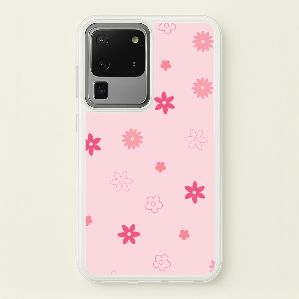 Flower Types Pattern Pink - Floral Phone Case for Galaxy S20 Ultra