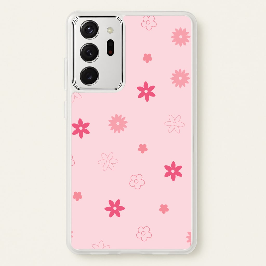 Flower Types Pattern Pink - Floral Phone Case for Galaxy Note 20 Ultra