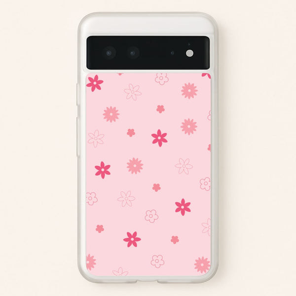 Flower Types Pattern Pink - Floral Phone Case for Google Pixel 6