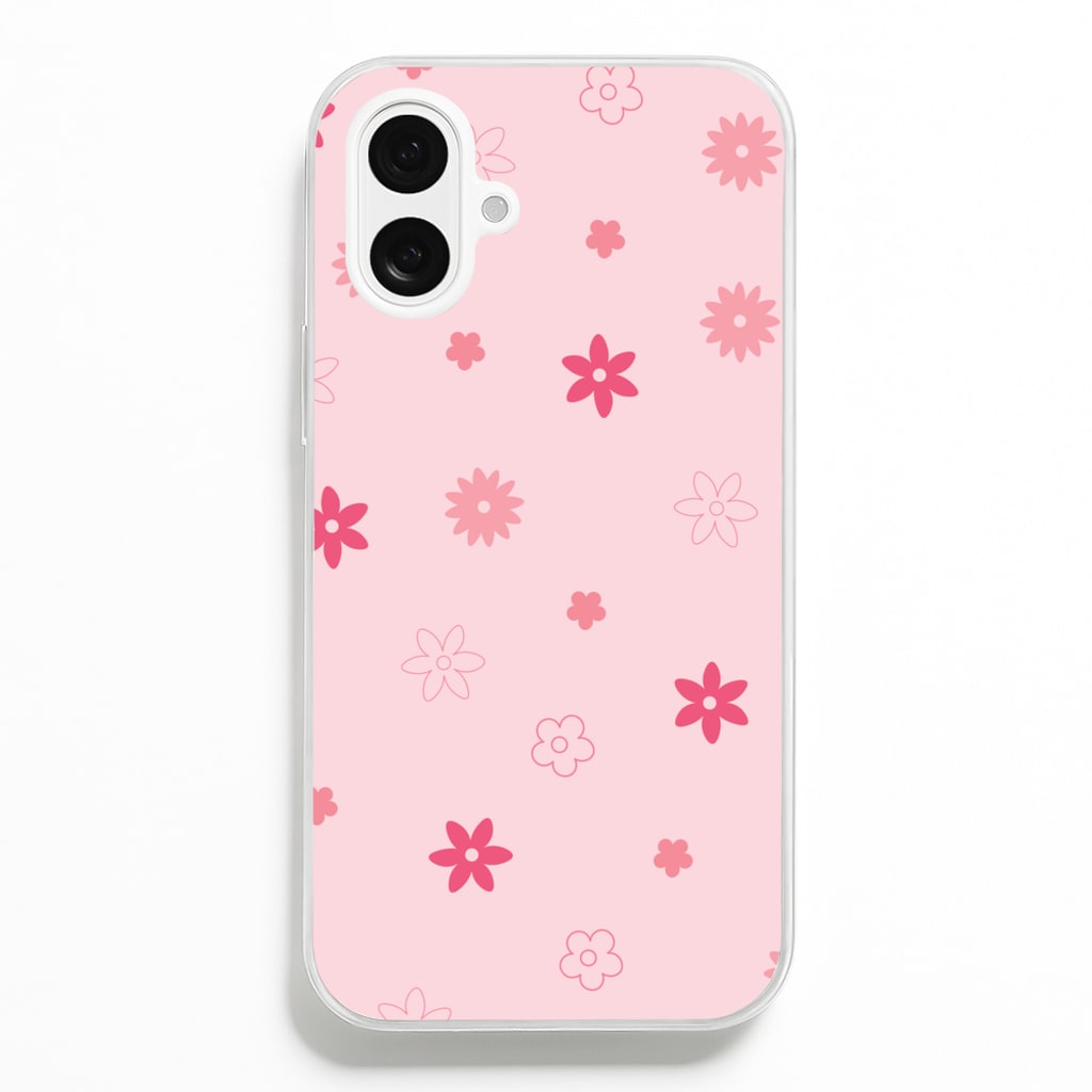 Flower Types Pattern Pink - Floral Phone Case for iPhone 16 Plus