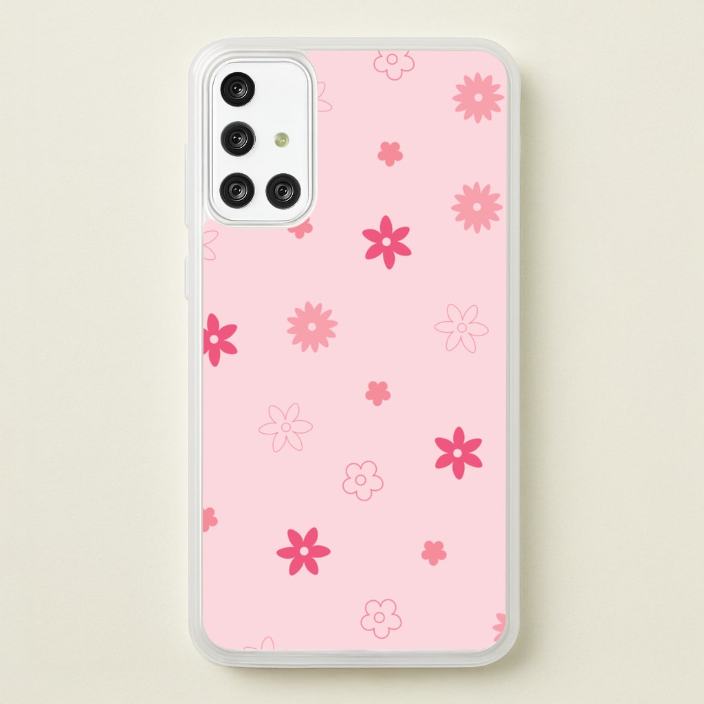 Flower Types Pattern Pink - Floral Phone Case for Galaxy A71