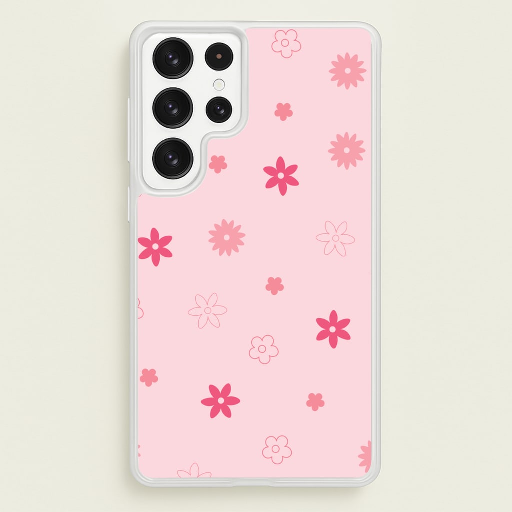 Flower Types Pattern Pink - Floral Phone Case for Galaxy S23 Ultra