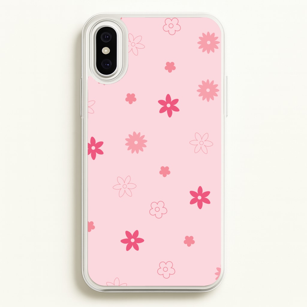 Flower Types Pattern Pink - Floral Phone Case for iPhone XS Max