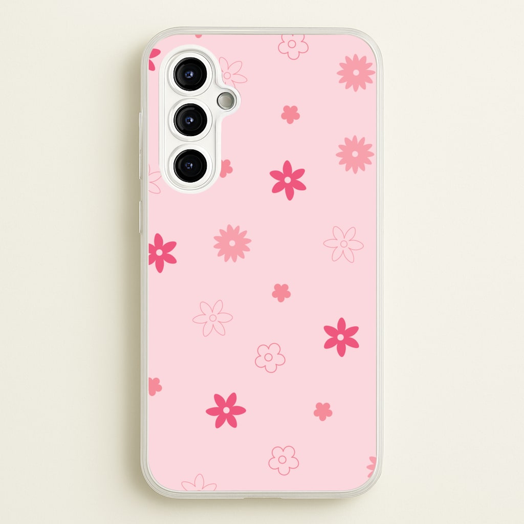 Flower Types Pattern Pink - Floral Phone Case for Galaxy A54