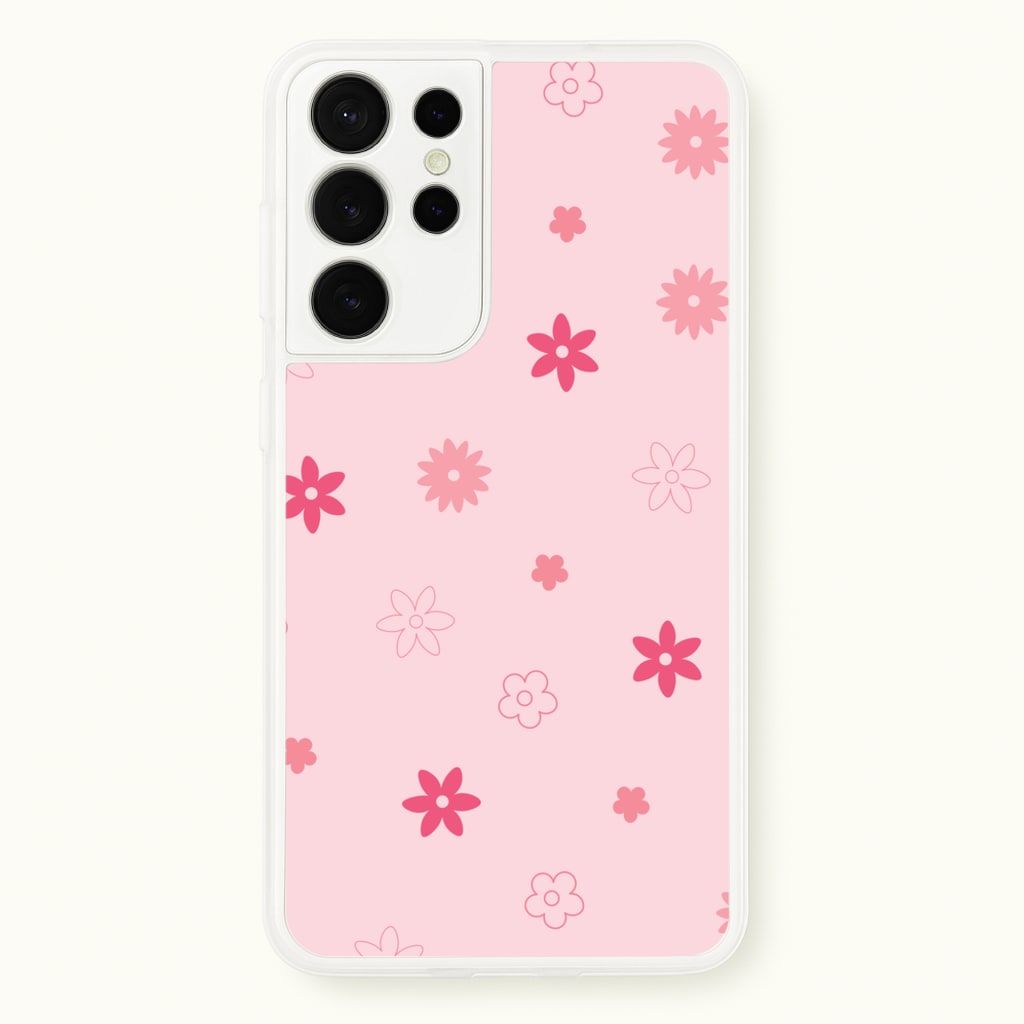 Flower Types Pattern Pink - Floral Phone Case for Galaxy S21 Ultra