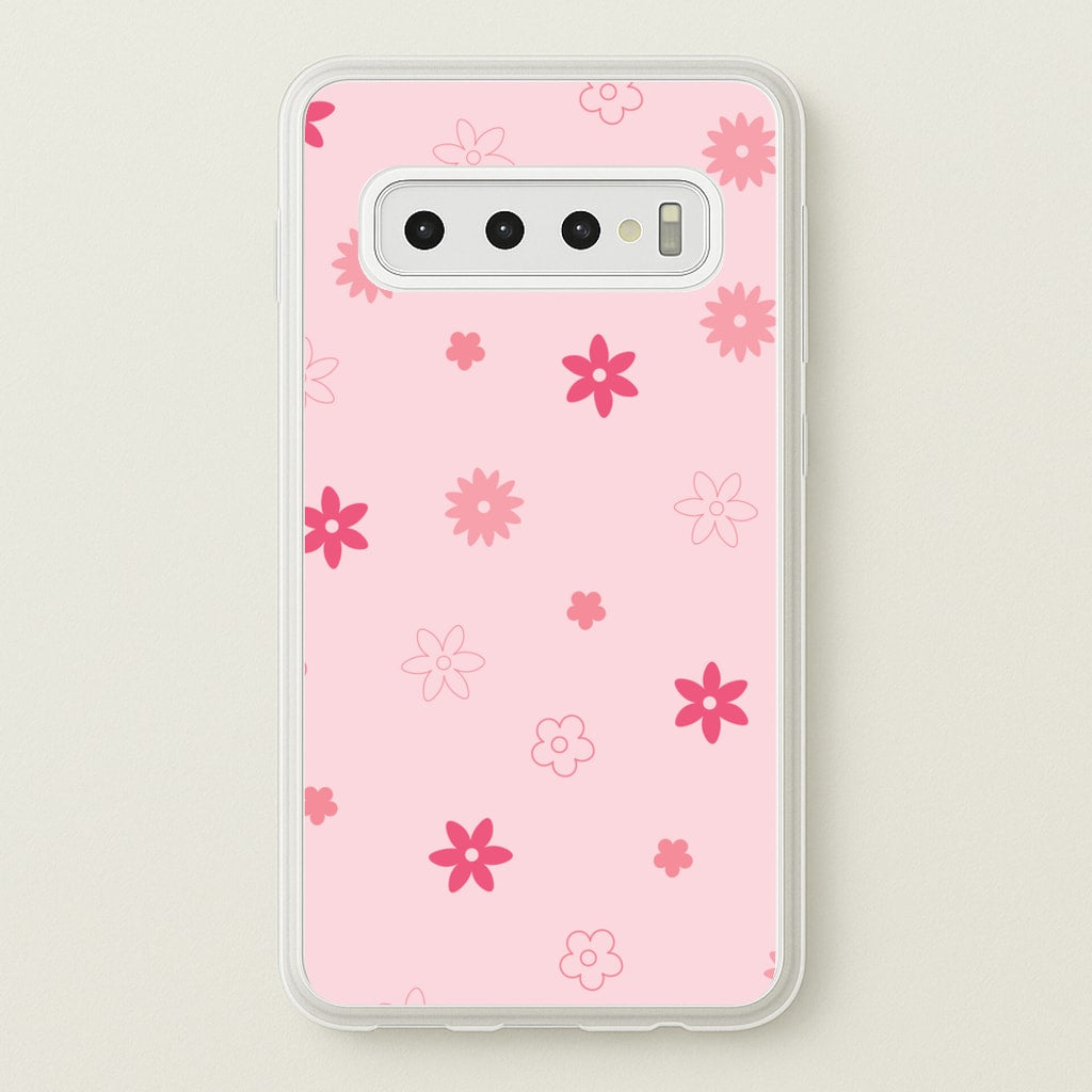 Flower Types Pattern Pink - Floral Phone Case for Galaxy S10 Plus