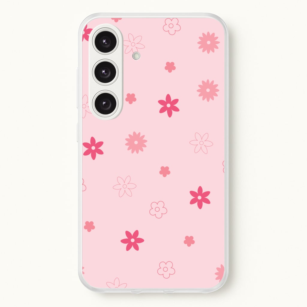Flower Types Pattern Pink - Floral Phone Case for Galaxy S25 Plus