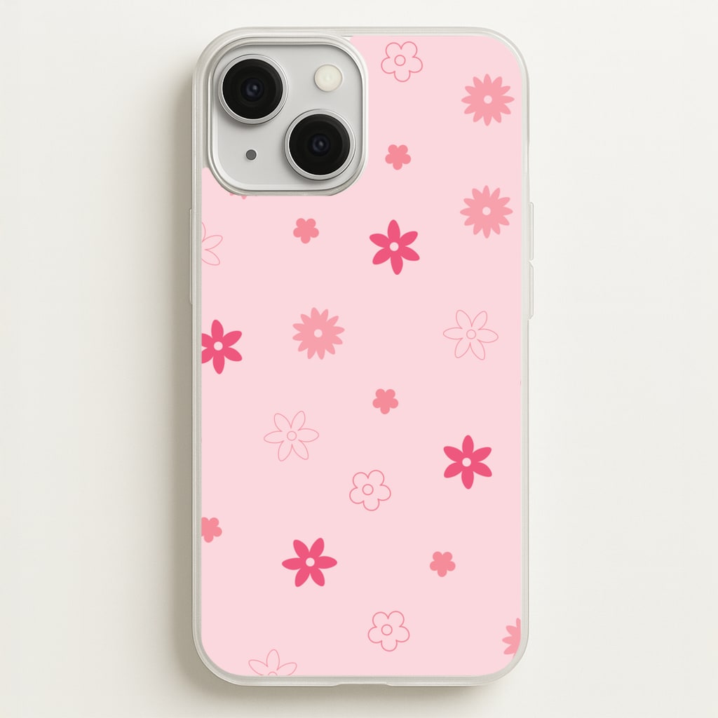 Flower Types Pattern Pink - Floral Phone Case for iPhone 13 Mini