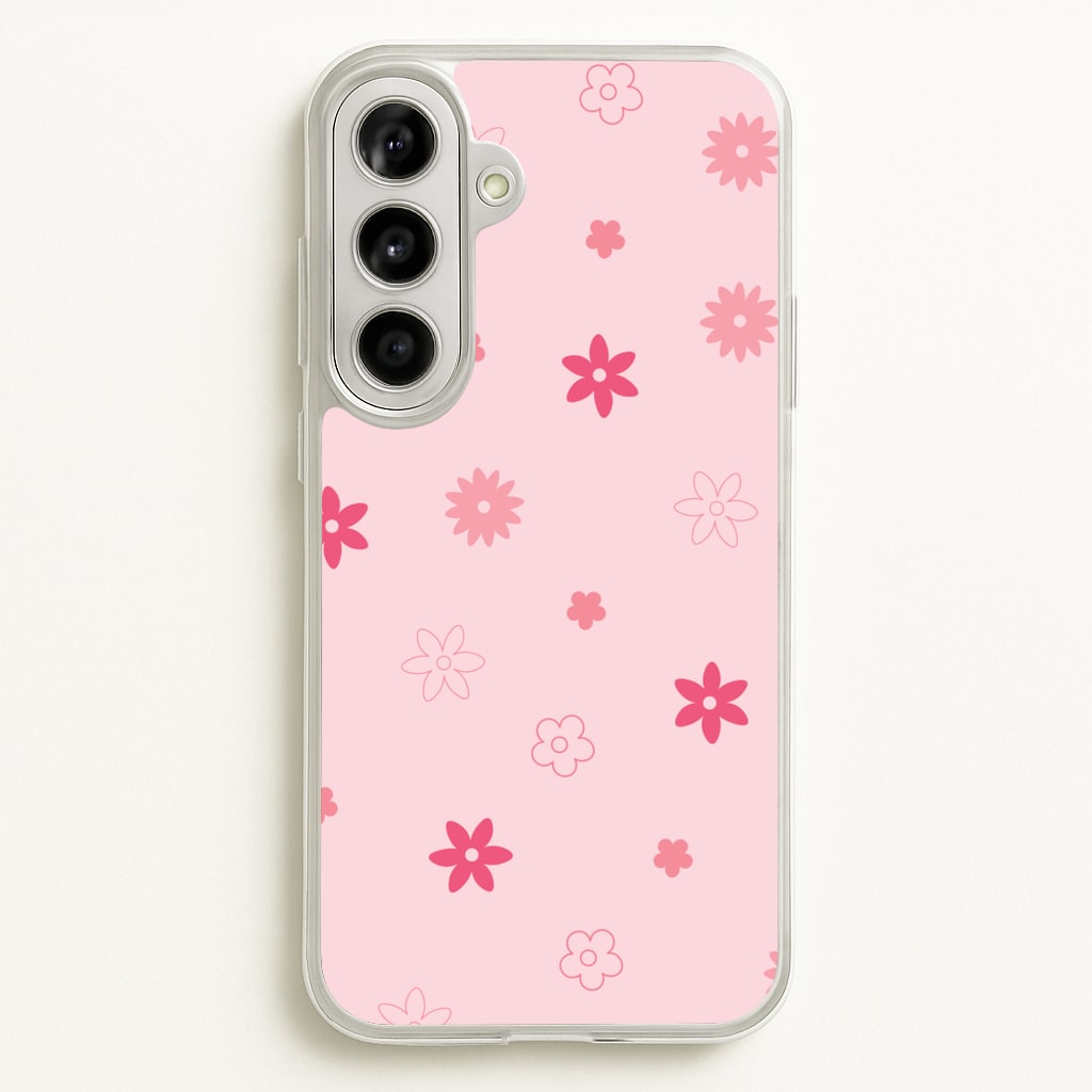 Flower Types Pattern Pink - Floral Phone Case for Galaxy A56