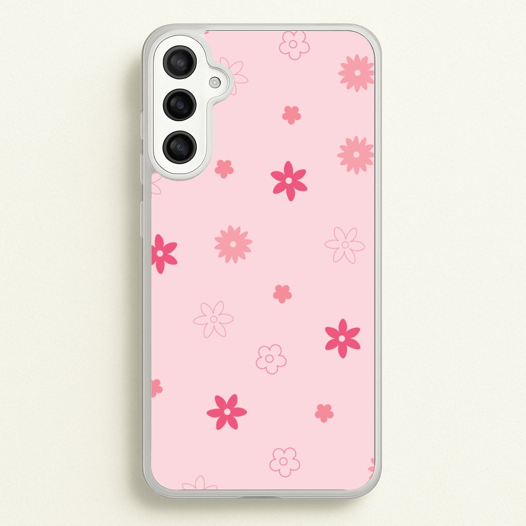 Flower Types Pattern Pink - Floral Phone Case for Galaxy A36