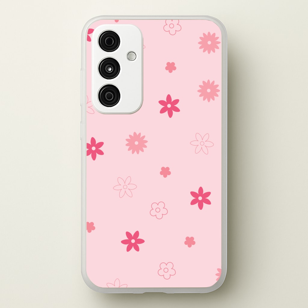 Flower Types Pattern Pink - Floral Phone Case for Galaxy A55